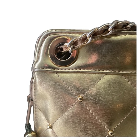Vintage 90's Gold Quilted Chain Bag - Picture 9 of 9